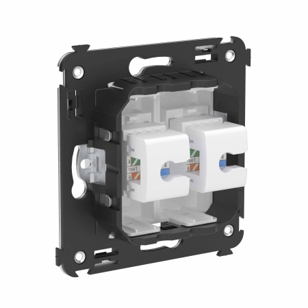 Телефонная розетка RJ-12 без шторки в стену двойная, "Avanti", "Белое облако" DKC