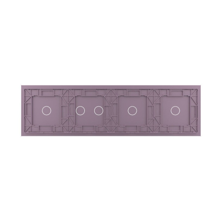 Панель для четырех сенсорных выключателей, 5 клавиш (1+1+2+1), цвет розовый, стекло Livolo