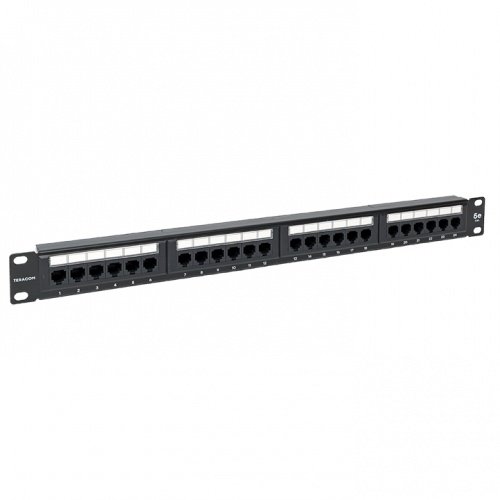 Патч-панель TERACOM 19'' Cat,5E 1U неэкранированная UTP 24 порта RJ-45 110 IDC EKF