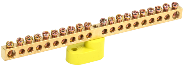 Шина PE "земля" на одном угловом изоляторе ШНИ-6х9-20-У1-Ж IEK