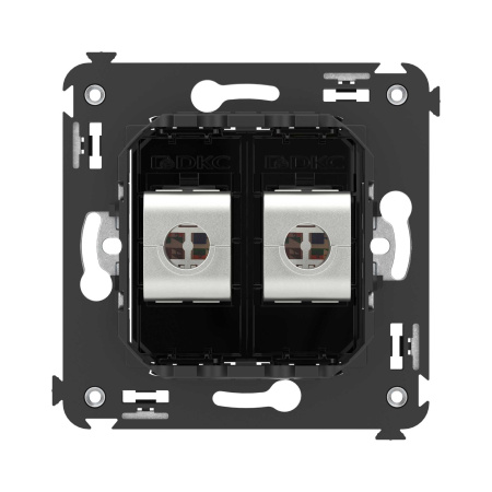 Компьютерная розетка RJ-45 без шторки в стену, кат.5e двойная экранированная, "Avanti", "Черный квадрат" DKC