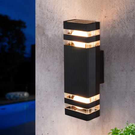 Уличный настенный светильник 2*E27 черный IP54 (a032628) Elektrostandard