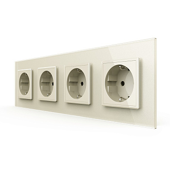 Розетка электрическая 16А 4 поста, цвет жемчужный Livolo Розетка электрическая 16А 4 поста, цвет жемчужный Livolo