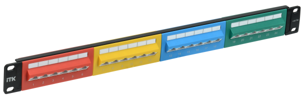ITK 1U патч-панель кат.5E UTP 24 порта (Dual IDC) угловой порт 45 градусов