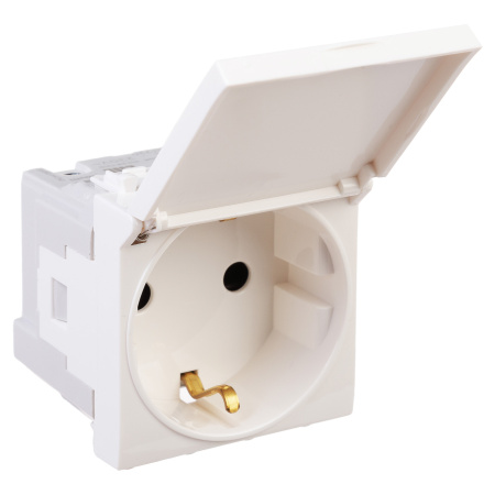 Розетка с крышкой модульная, 2P+E, с з/ш, "Avanti", "Белое облако", 2 модуля DKC