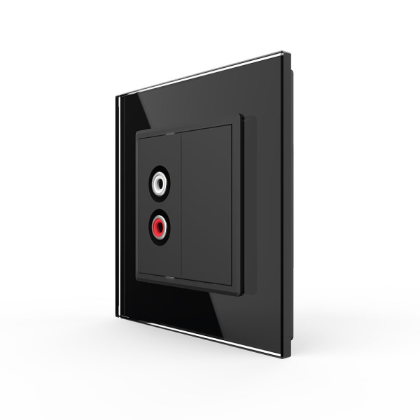 Розетка аудио RCA "2-ой тюльпан" Черная Livolo Розетка аудио RCA "2-ой тюльпан" Черная Livolo