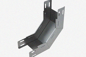 Лоток замковый глухой КПЗГ 100х100-90 УТ1,5 для поворота трассы вверх на 90, оцинкованный лист S1,0