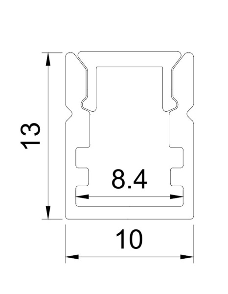 Donel Накладной алюминиевый профиль, 10х13х2000. Цвет: Анодированное серебро,Серия:DN8ALE