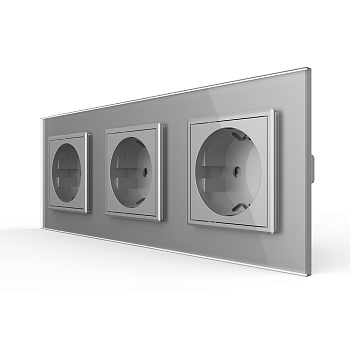 Розетка 3 модуля Серая Livolo Розетка 3 модуля Серая Livolo