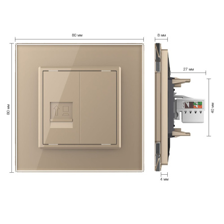 Розетка КОМП RJ-45 Золотая Livolo