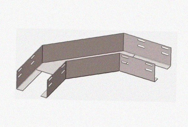 Лоток угловой замковый перфорированный КГЗ 400х100-90 УХЛ1 поворот на 90, горячее цинкование, S1,5