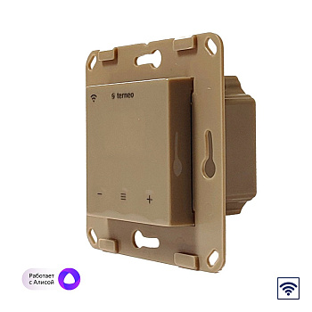Терморегулятор Terneo SX для рамки Livolo с сенс.упр., Wi-Fi, внешний датчик темп., бежевый (мех.)