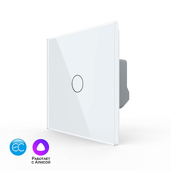 Одноклавишный умный сенсорный выключатель EC, 1 пост, цвет белый Livolo