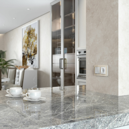 Выключатель двухклавишный проходной (белый матовый) СУ IP20 Werkel