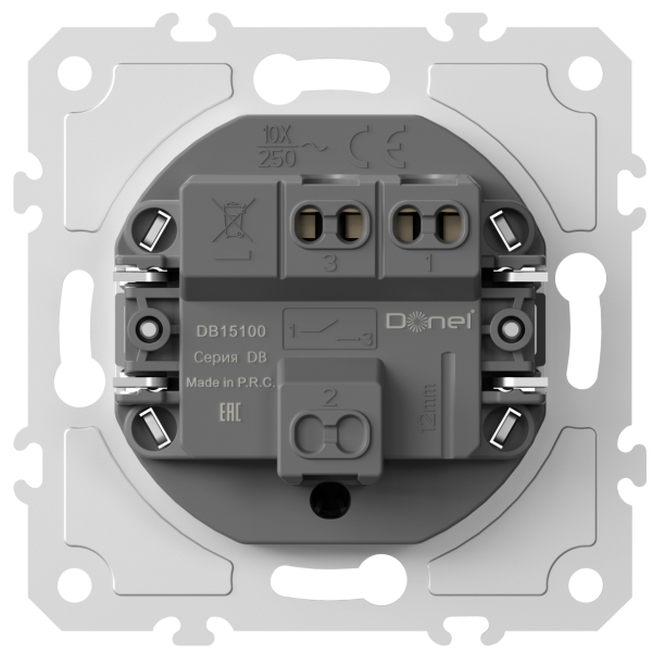 Donel механизм кнопки звонка 1-но клавишный, 1н.о. 10 A 250 В~, серия DB