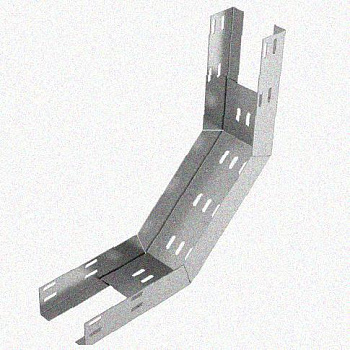 Лоток перфорированный КП 200х65-90 УТ1,5 для поворота трассы вверх на 90, оцинкованный лист S1,0