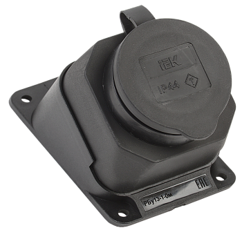 Розетка настенная угловая РБу13-1-0м с защитной крышкой IP44 ОМЕГА IEK