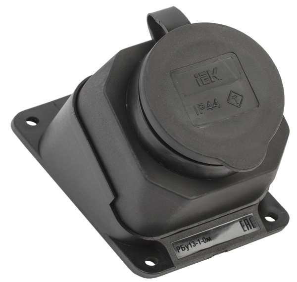 Розетка настенная угловая РБу13-1-0м с защитной крышкой IP44 ОМЕГА IEK