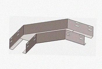 Лоток угловой замковый глухой КГЗГ 400х60-90 УТ1,5 поворот на 90, горячее цинкование, S1,5