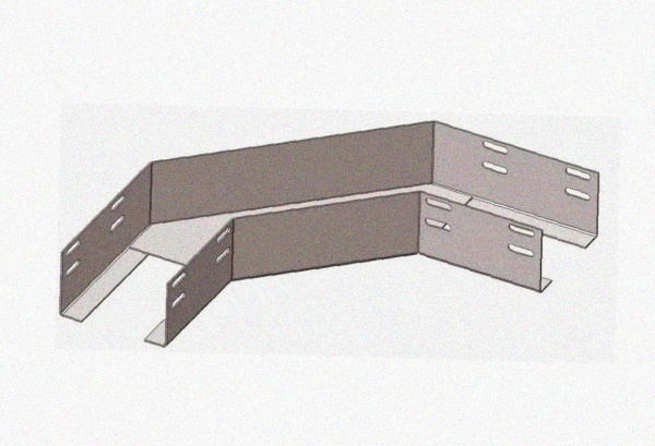 Лоток угловой замковый глухой КГЗГ 400х60-90 УТ1,5 поворот на 90, горячее цинкование, S1,5