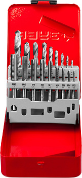 18 предметов, метчики 9ХС, сверла Р6М5, набор резьбонарезной (B) ЗУБР