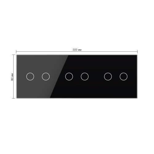 Панель для трех двухклавишных выключателей черная Livolo фото 2