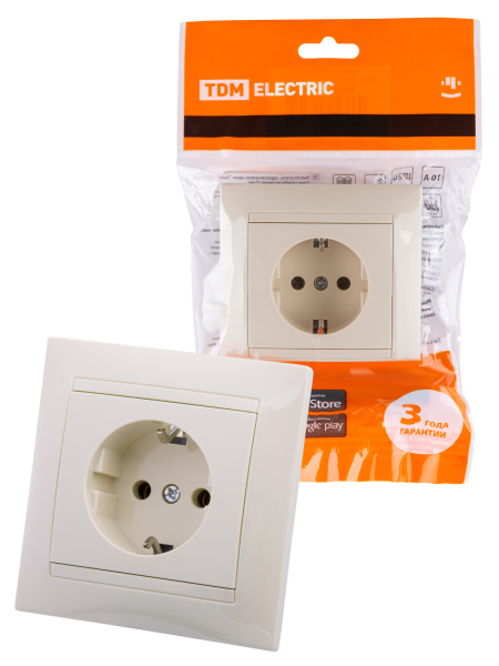 Розетка 2П+З 16А 250В сл. кость "Лама" TDM Розетка 2П+З 16А 250В сл. кость "Лама" TDM