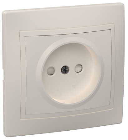 Розетка 1-местная РСш10-2-ККм без з/з с защитной шторкой 10А КВАРТА кремовый IEK