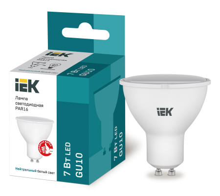 Лампа светодиодная PAR16 софит 7Вт 230В 4000К GU10 IEK