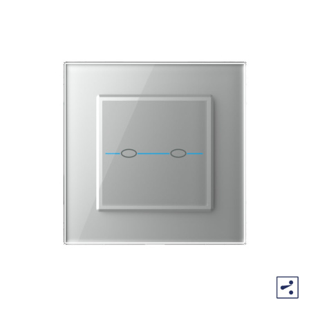 Сенсорный проходной выключатель Quadro 2 клавиши 1 пост Серый Livolo