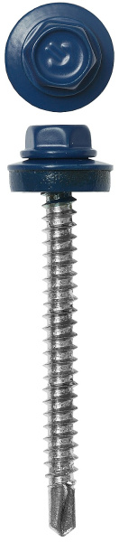 Саморезы СКД кровельные, RAL 5005 синий насыщенный, 60 х 4.8 мм, 1 000 шт, для деревянной обрешетки, Профессионал ЗУБР