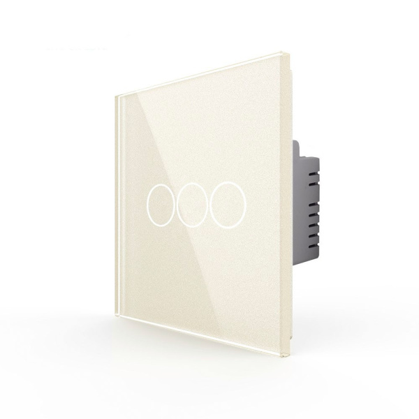 Трехклавишный сенсорный выключатель EU стандарт, 1 пост, цвет жемчужный Livolo