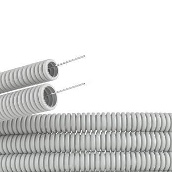 Труба ПВХ гибкая гофр. д.16мм, лёгкая с протяжкой, 100м, цвет серый DKC