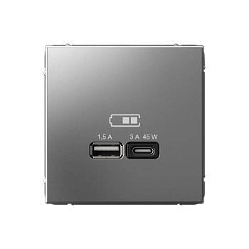 ARTGALLERY USB РОЗЕТКА A + тип-C 45Вт высокоскор.заряд. QC, PD, механизм, СТАЛЬ Systeme Electric