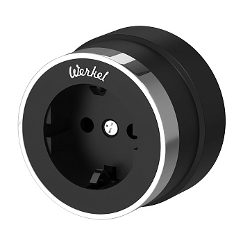 Розетка с заземлением (черный матовый/хром) Vintage ОУ IP20 Werkel