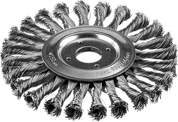 Профессионал. Щетка дисковая для УШМ, плетеные пучки стальной проволоки 0,5мм, 150х22мм ЗУБР