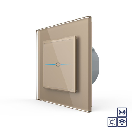 Сенсорный импульсный радиоуправляемый выключатель Quadro сухой контакт 1 клавиша Золотой Livolo