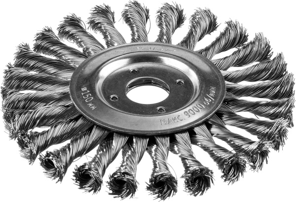 Профессионал. Щетка дисковая для УШМ, плетеные пучки стальной проволоки 0,5мм, 150х22мм ЗУБР