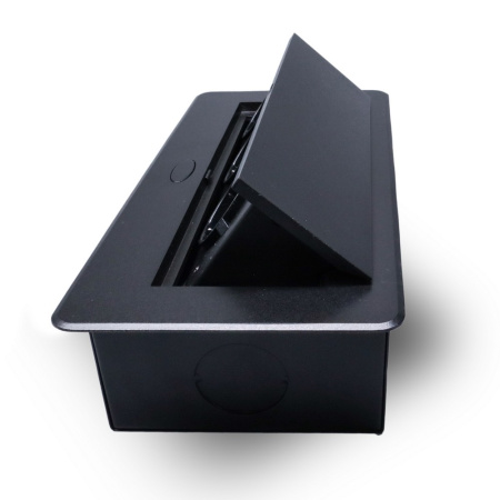 Розетка горизонтальная выдвижная 3 Euro 16A RocketSocket, проводка, цвет черный