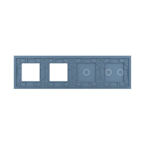 Панель для 2-х сенсорных выключателей и 2-х розеток, 3 клавиши (2+1), цвет синий, стекло Livolo фото 4