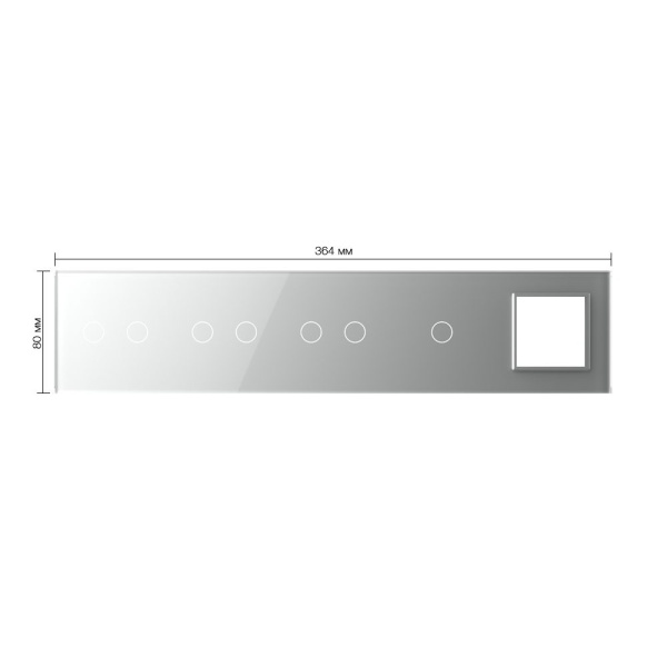 Панель для 4-х сенсорных выключателей и розетки, 7 клавиш (2+2+2+1), цвет серый, стекло Livolo