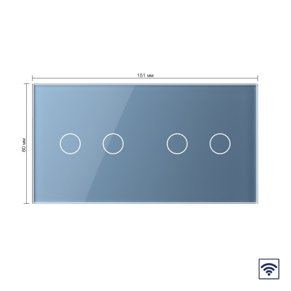 Сенсорный радиоуправляемый выключатель 4 клавиши (2-2), 2 поста Синий Livolo