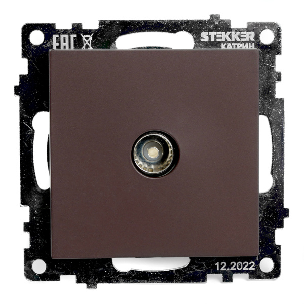 Розетка телевизионная 1-местная (механизм), STEKKER GLS00-7108-05, 75 Ом, 5-862МГц, серия Катрин, черный B Розетка телевизионная 1-местная (механизм), STEKKER GLS00-7108-05, 75 Ом, 5-862МГц, серия Катрин, черный B