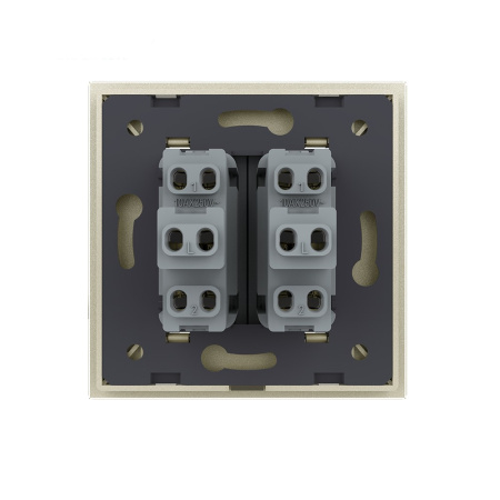 Двухклавишный механический выключатель 1 пост, цвет жемчужный Livolo