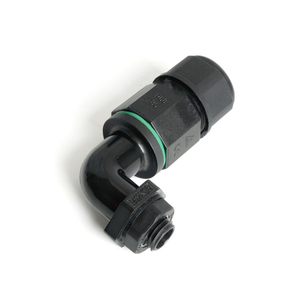 Соединитель-коннектор LD543 3-контактный угловой с винтовым контактом IP68, черный STEKKER