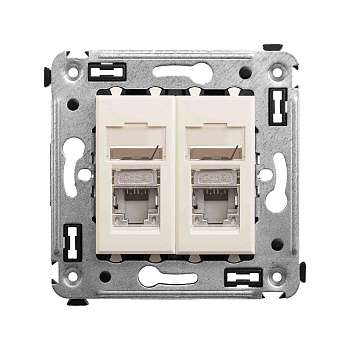 Компьютерная розетка RJ-45 в стену, кат.6 двойнаяэкранированная,"Avanti", "Ванильная дымка" DKC