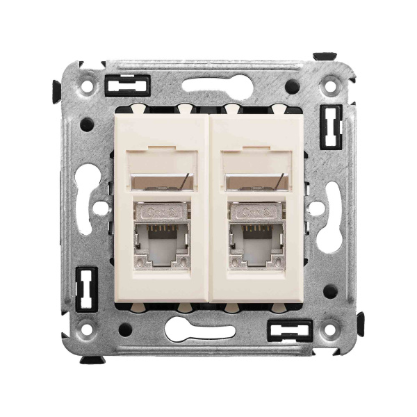 Компьютерная розетка RJ-45 в стену, кат.6 двойнаяэкранированная,"Avanti", "Ванильная дымка" DKC
