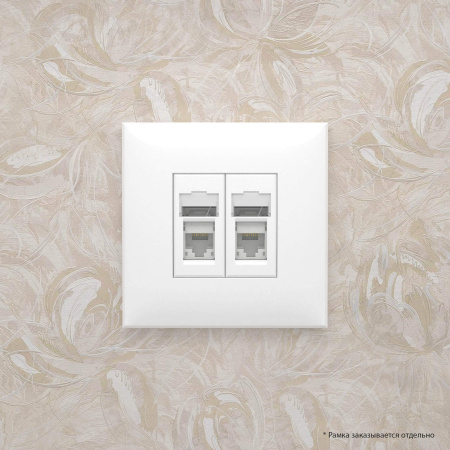 Компьютерная розетка RJ-45 в стену, кат.5e двойная, "Avanti", "Белое облако" DKC