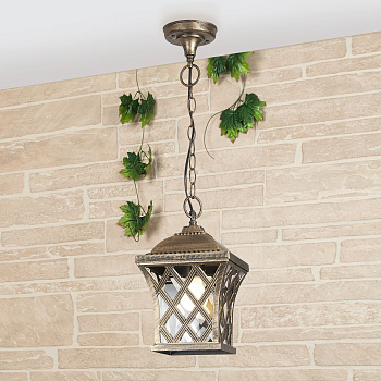 Уличный подвесной светильник 1*E27 черное золото IP44 Cassiopeya H (a025297) Elektrostandard