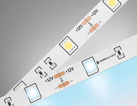 Светодиодная лента GS1803 5050 30Led/ 7.2W m/ 12V IP20 6500K/ 5000*10*1.87mm/ кратность резки 25mm (2 конт.) Ambrella Light